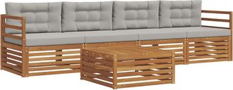 vidaXL Conjunto De Sof&aacute;s De Exterior 5 Uds. Gris Natural Y Claro Vidaxl