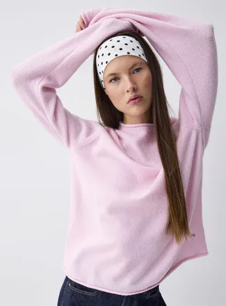 Twik Womens Rolled hem boucl&eacute; knit sweater