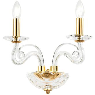 Fan Europe Applique epoque a due luci in cristallo con finiture oro