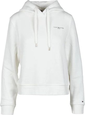 Tommy Hilfiger White Cropped Hooded Sweatshirt