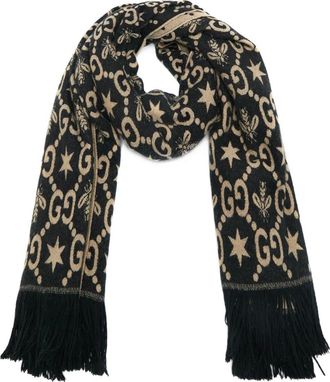 Gucci GG bee jacquard shawl - women - Wool/Cashmere/Silk - One Size - Black