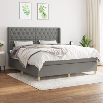 vidaXL Vidaxl - Cama Box Spring Con Colch&oacute;n Tela Gris Oscuro 160x200 Cm