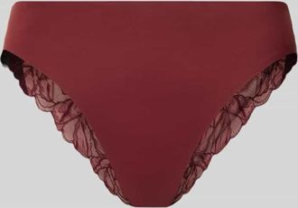 Calvin Klein Underwear Slim Fit Bikini Brief mit floralem Spitzenbesatz in Aubergine, Gr&ouml;&szlig;e XS