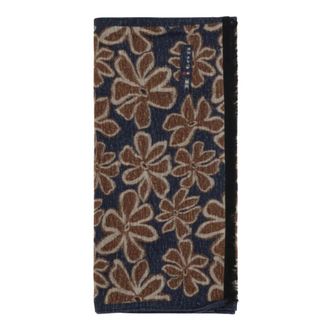 Kiton Sjaal met bloemenprint en franjes - unisex - Accessoires - Veelkleurig - Maat: ONE Size Zijde