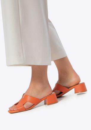 Wittchen Dames Leren H-vormige Muiltjes Oranje Natuurlijk Leer