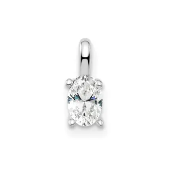 Diamond2Deal 14k White Gold 1/3 Ct Oval Cut Lab Grown Diamond Solitaire Pendant