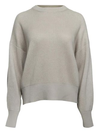 Brunello Cucinelli crew-neck ribbed sweater - women - Cashmere/Viscose/Polyester - S - Neutrals