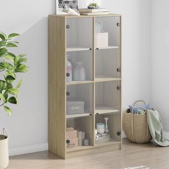 vidaXL Aparador Alto Con Puertas Madera Roble Sonoma 68x37x142 Cm Vidaxl