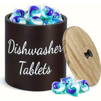 OEM Soporte Para C&aacute;psulas De Lavavajillas Con Elegante Tapa - Contenedor De Pastillas - Amplia Abertura - Forma Redonda - Caja Para Lavavajillas - Organiz