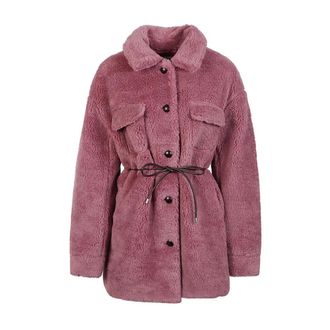 Molliolli Faux Fur & Shearling Jackets, female, Pink, Size: S Shirt-collar Belted Coat