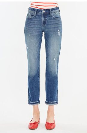 Kancan Evelin Mid Rise Cropped Straight Jeans in Dark Wash at Nordstrom, Size 31
