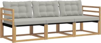 vidaXL Conjunto De Sof&aacute;s De Exterior 3 Uds. Blanco Y Gris Claro Vidaxl