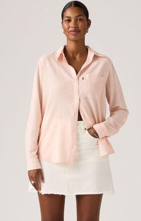 Levi's Hemdbluse LEVIS, Damen, Gr. XL (42), rivington stripe crystal pink, Web, Obermaterial: 50% Viskose, 40% Baumwolle, 10% Leinen, unifarben, regular fit 