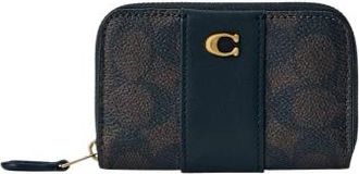 Coach Essenti&euml;le Kleine Kaarthouder met Ritssluiting - Dames - Portefeuilles - Bruin - ONE Size - Leer - Accessoires