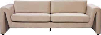 Beliani Sof&aacute; Moderno 3 Plazas Respaldo Acolchado Terciopelo Reposabrazos Beige Maunu