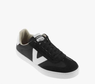 Victoria Womens Berlin Split Leather Nylon Sneakers In Black