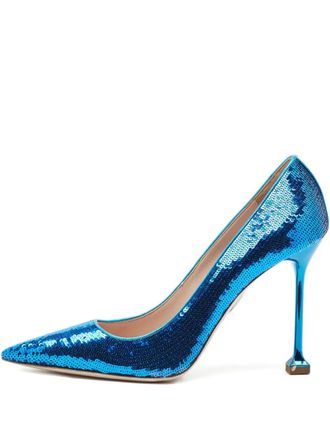Miu Miu sequin-embellished pointed pumps - Blue