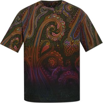 Etro Bedrukt T-shirt - Heren - T-shirts - Bruin - M - Katoen - Tops