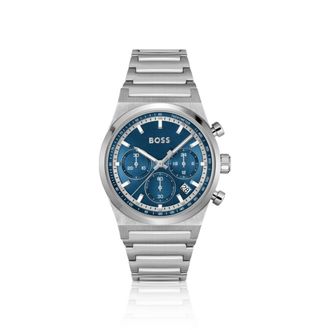 BOSS Silver-tone chronograph watch with blue dial