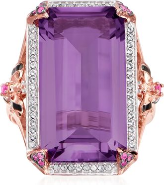 Ross-Simons Amethyst and. Multi-Gemstone Bumblebee Ring in 18kt Rose Gold Over Sterling