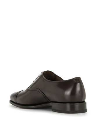 Ferragamo Leather Lace-Up Derby Shoe - Brown