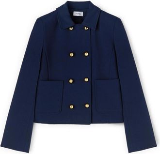 Motivi Dubbele-breasted Jas met Patchzakken - Dames - Zomerjassen - Blauw - 2XS - Polyester - Jassen