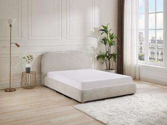 Vente-Unique Letto con contenitore 160 x 200 cm Tessuto Beige - VANARI