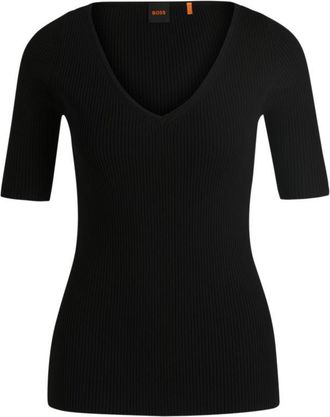 BOSS Knitted sweater with V neckline in slim fit