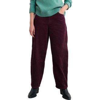 Seasalt Cornwall Avens Organic Cotton Corduroy Crop Barrel Leg Pants in Dark Hellebore at Nordstrom, Size 16 Us