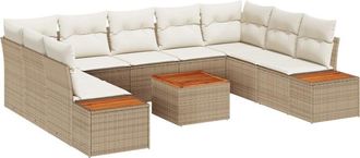 vidaXL Vidaxl - Garden Sofa Set with Cushion 10 pcs Beige Poly rattan