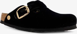 Birkenstock Womens Mule Boston Black Velvet Fabric Sandal