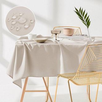 No Brand Mantel Hidr&oacute;fugo / Mantel De Mesa De Centro (100x160 Cm) - Beige, Aspecto De Lino, Resistente A Las Manchas Y F&aacute;cil De Mantener