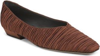 Franco Sarto Dasia Pointed Toe Flat in Brown Pleated Satin at Nordstrom, Size 8.5