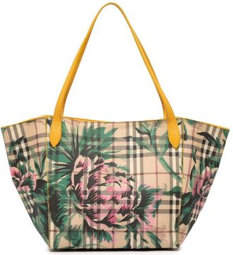 Burberry Pre-owned Burberry Small Haymarket Check Floral Print Coated Canvas Canterbury Tote Ladies ITSAMSRL3335CAM