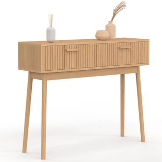 IDMarket Console 2 Tiroirs Juliette Effet Lattes