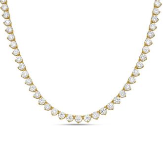 Diana M. Jewels 14kt Yellow Gold 10cts Lab Grown Diamond 3 prong Tennis Necklace