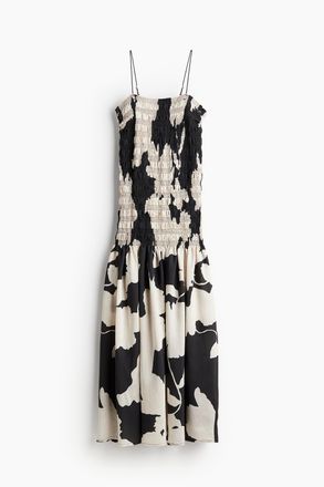 H&M Gesmoktes Maxikleid - Schwarz/Gebl&uuml;mt
