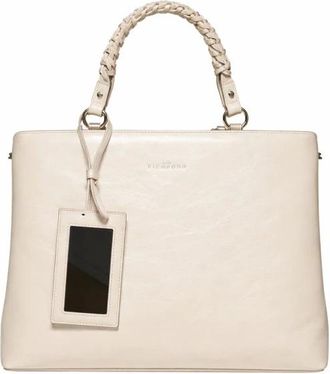 John Richmond Tassen, Dames, Beige, ONE Size, Gestructureerde Handtas met Gevlochten Handvat