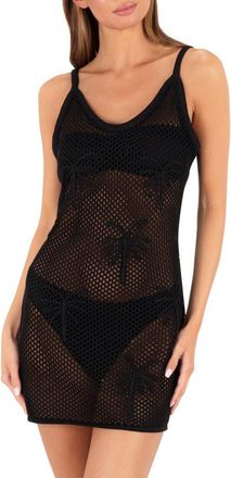 Hurley Embroidered Open Stitch Cover-Up Sundress in Black at Nordstrom, Size X-Small