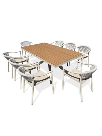 DCB Garden Conjunto de comedor de jard&iacute;n de aluminio para 8 personas - gris topo