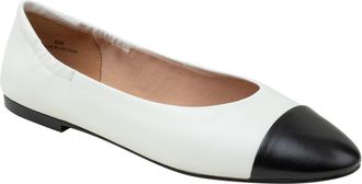 Linea Paolo Nolan Cap Toe Ballet Flat in Eggshell/Black at Nordstrom, Size 5.5