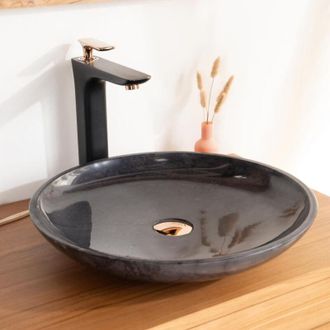 Wanda Collection Wanda Collection - Lavabo Encimera Redondo Cuarto De Ba&ntilde;o Lysom 45 Cm Negro