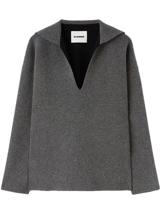 Jil Sander Top met kraag van imitatiebont - Grijs