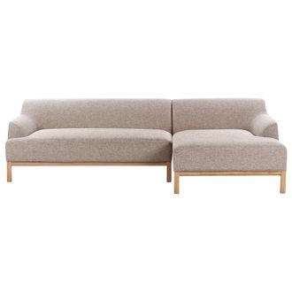 Beliani Beliani - Sof&aacute; Esquinero Elegante Tela Poli&eacute;ster Patas De Madera Sala De Estar Marr&oacute;n Claro Izquierdo Sosjo