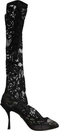 Dolce & Gabbana Black Pumps Taormina Lace Socks Boots Womens Shoes
