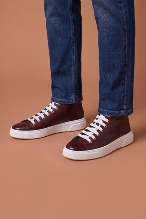 D'Arienzo Sneakers alta in pelle bordeaux da uomo DArienzo, Seleziona Taglia ITA 44, Colore Bordeaux