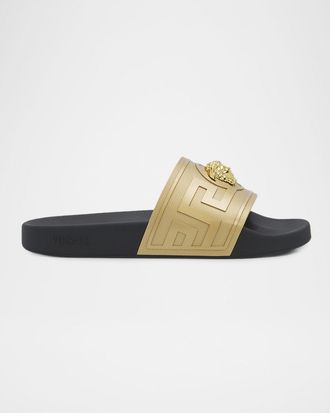 Versace Men & apos;s La Medusa Greca Rubber Slides