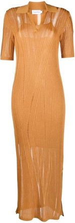 Calvin Klein Maxi-jurk met textuurstiksels - Dames - Maxi kleedjes - Geel - XS - Kleedjes