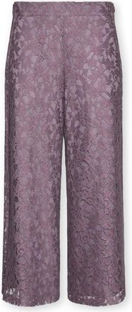 Elena Miro Cropped kanten broek - Dames - Wijde Broeken - Paars - M - Katoen - Broeken