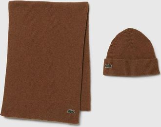 Lacoste Mens Hat and Scarf Set - Brown - Size: ONE size